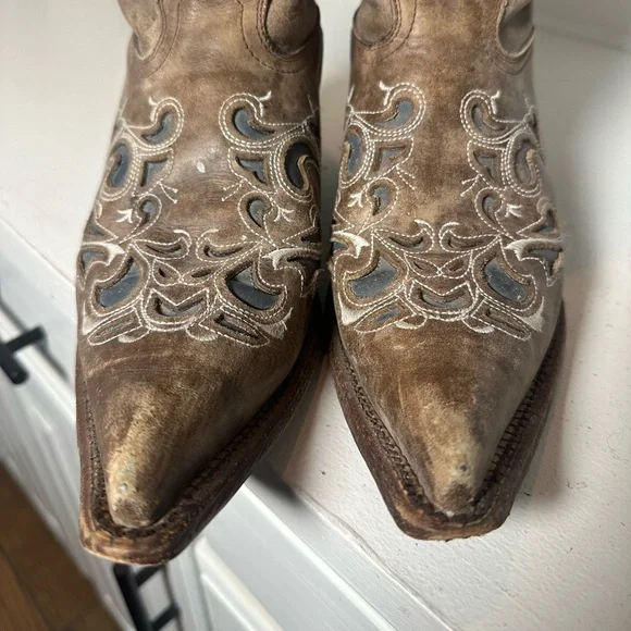 J.B. Dillon Women’s Western Cowboy Boots Size 8B Brown Leather Embroidered - Picture 3 of 10